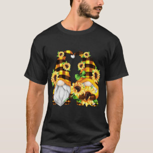 Buffalo Plaid Matching Gnomies With Cute Sunflower T-Shirt