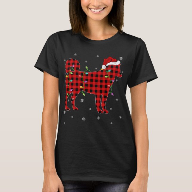 Buffalo Plaid Matching Siberian Husky Christmas Pa T-Shirt (Front)