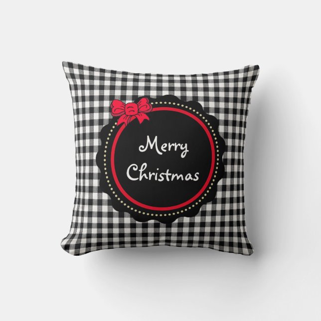 Buffalo Plaid Merry Christmas Festive Decor Cushion (Front)