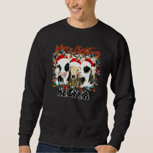 Buffalo Plaid Merry Christmas Heifer Farm Girl Cow Sweatshirt