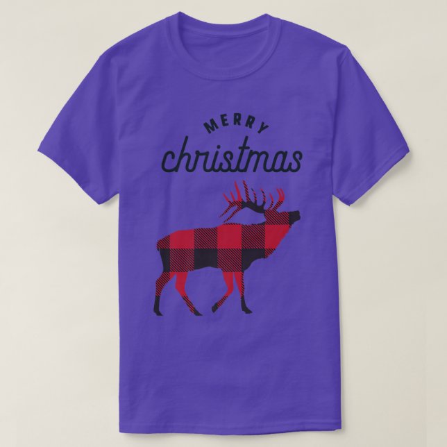 Buffalo Plaid Merry Christmas Reindeer Family Matc T-Shirt (Design Front)