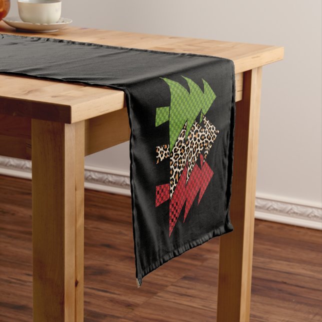 Buffalo Plaid Merry Christmas Tree Family Matching Short Table Runner (In Situ)