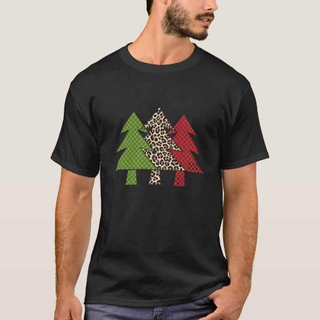 Buffalo Plaid Merry Christmas Tree Family Matching T-Shirt (Front)