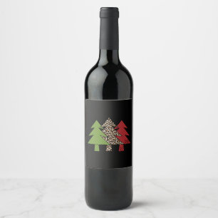 Buffalo Plaid Merry Christmas Tree Family Matching Wine Label