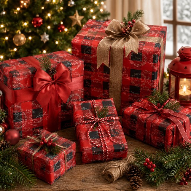 Buffalo Plaid Merry Christmas Wrapping Paper (Creator Uploaded)