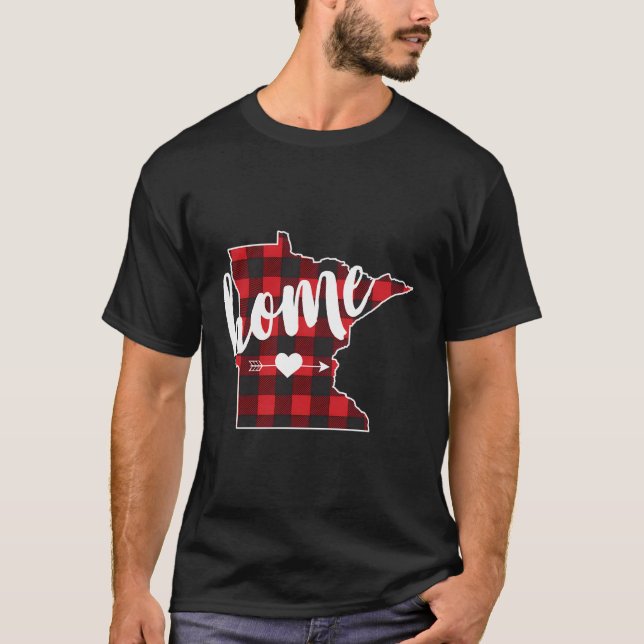 Buffalo Plaid Minnesota Home State Lumberjack Gift T-Shirt (Front)