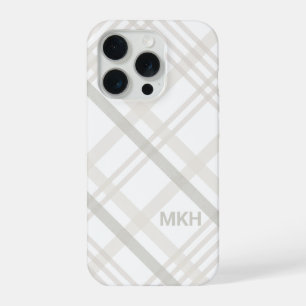 Buffalo Plaid Modern Minimalist Monogram Initial iPhone 15 Pro Case