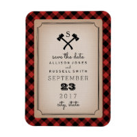 Buffalo Plaid Monogram Axe Save The Date