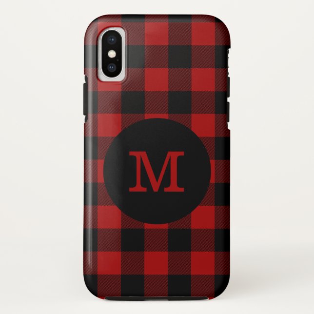 Buffalo Plaid Monogram Case-Mate iPhone Case (Back)