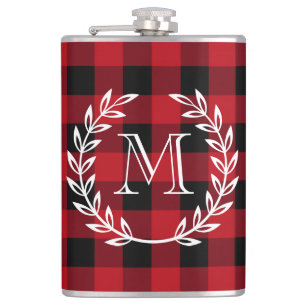 Buffalo Plaid Monogram Hip Flask