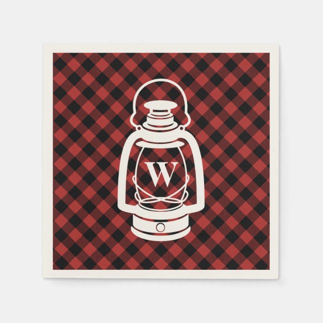 Buffalo Plaid Monogram Lantern Napkin (Front)