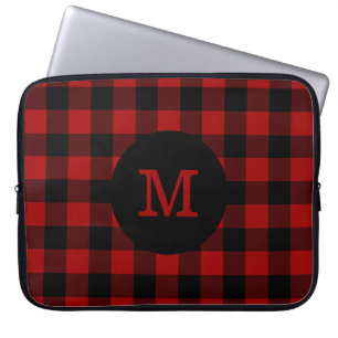 Buffalo Plaid Monogram Laptop Sleeve