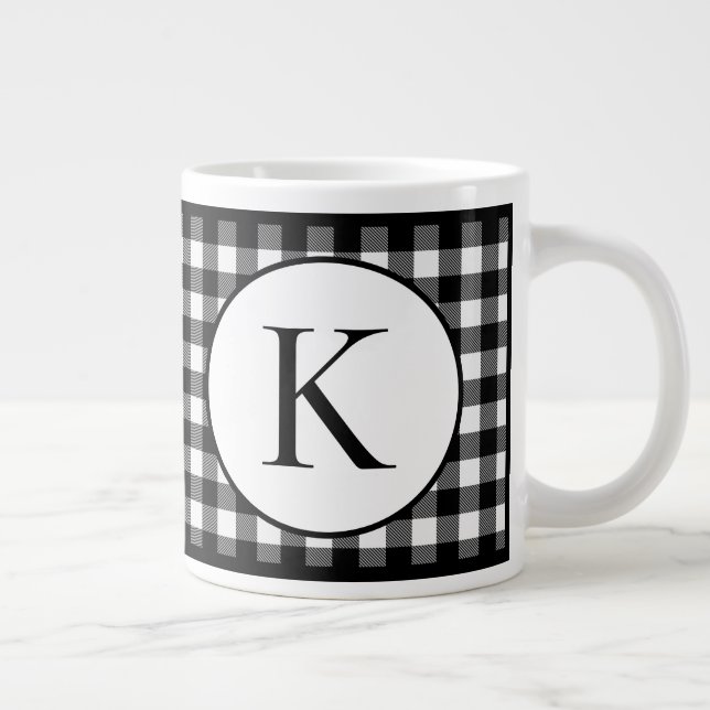 Buffalo Plaid Monogram Large Coffee Mug (Right)