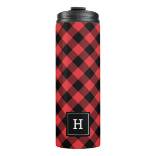 Buffalo Plaid Monogram Thermal Tumbler