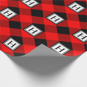 Buffalo Plaid Monogram Traditional Christmas Wrapping Paper