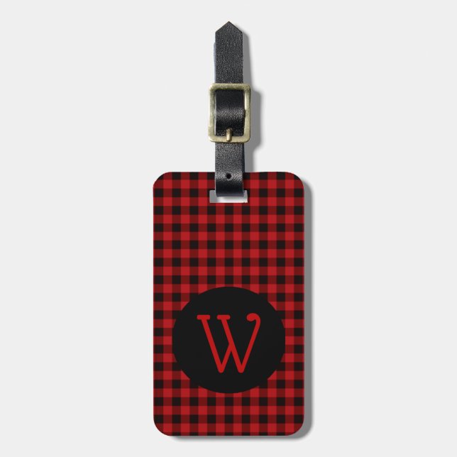 Buffalo Plaid Monogrammed Luggage Tag (Front Vertical)