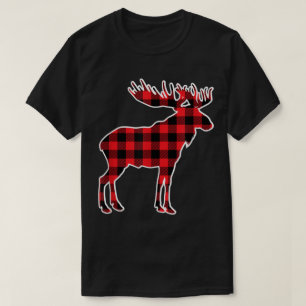 Buffalo Plaid Moose Christmas Design T-Shirt