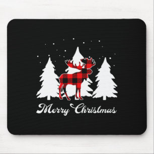 Buffalo Plaid Moose Family Christmas Pajama Outfit Mouse Pad
