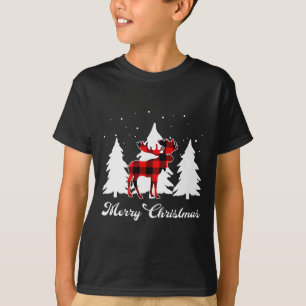 Buffalo Plaid Moose Family Christmas Pajama Outfit T-Shirt