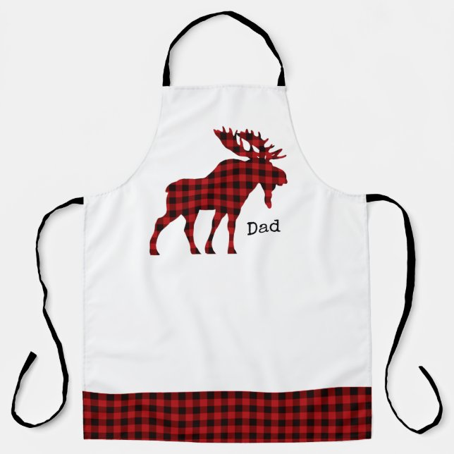 Buffalo Plaid Moose Personalised Apron (Front)