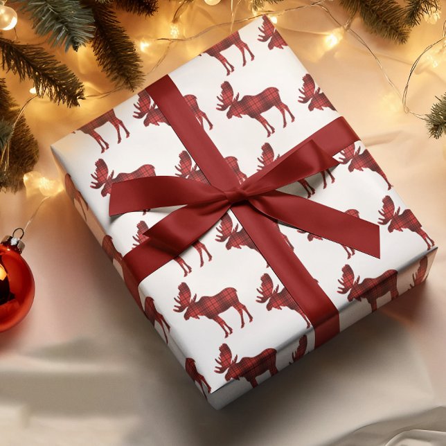 Buffalo Plaid Moose Rustic Country Woodland Wrapping Paper (Creator Uploaded)