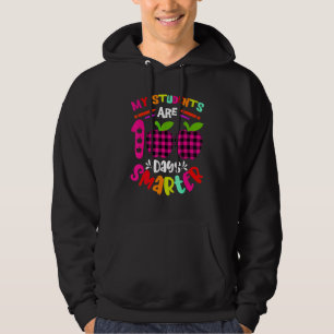 Buffalo Plaid My Students Are 100 Days Smarter Tea Hoodie