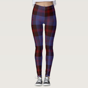 Buffalo plaid navy blue red leggings