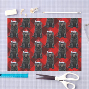 Buffalo Plaid Newfoundland Dog Christmas Holiday Tissue Paper