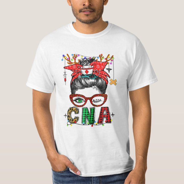 Buffalo Plaid Nurse X mas Raglan T-Shirt (Front)
