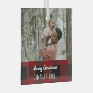 Buffalo plaid one glass tree decoration