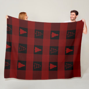 Buffalo Plaid Ornament ChristmasTrees Fleece Blanket