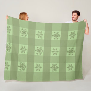 Buffalo Plaid Ornament Snowflakes Fleece Blanket