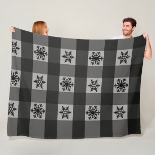 Buffalo Plaid Ornament Snowflakes Fleece Blanket