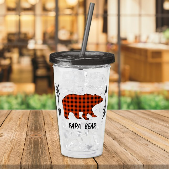 Buffalo Plaid Papa Bear Acrylic Tumbler (Creator Uploaded)