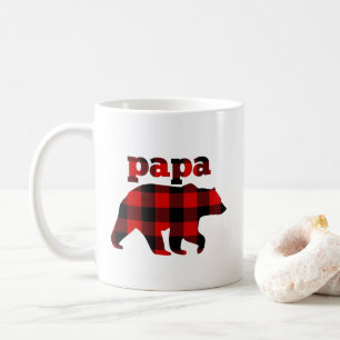 "Buffalo plaid papa bear" Coffee Mug