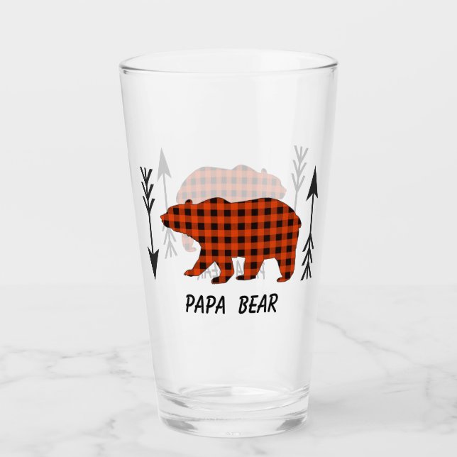 Buffalo Plaid Papa Bear Glass (Front)