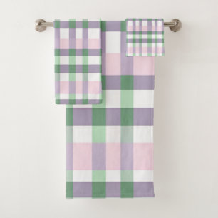 Buffalo Plaid Pastel Cosy Cottagecore Bathrooms Bath Towel Set