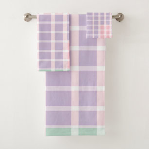 Buffalo Plaid Pastel Cosy Cottagecore Bathrooms Bath Towel Set