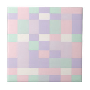 Buffalo Plaid Pastel Rustic Cottagecore Homes Ceramic Tile
