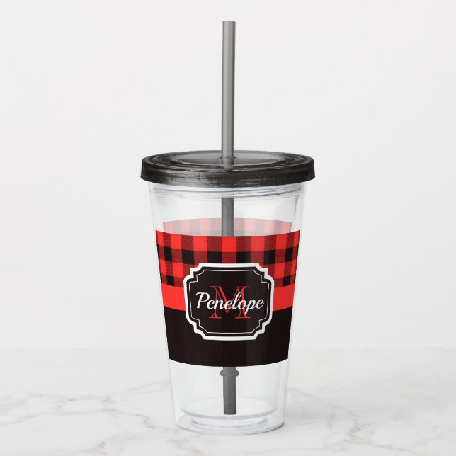 Buffalo Plaid Pattern Acrylic Tumbler (Front)