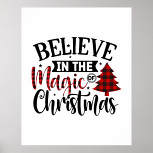 Buffalo Plaid Pattern Christmas Tree Quote Saying Poster