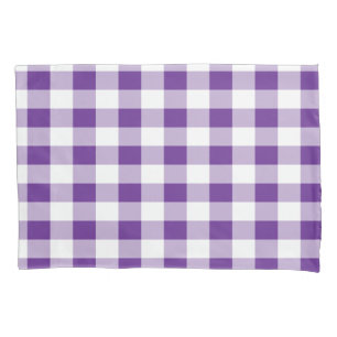 Buffalo Plaid Pattern Girly Purple and White Pillowcase