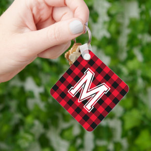 Buffalo Plaid Pattern Keychain with Monogram