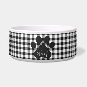Buffalo Plaid Paw Print Black White Woof Classic