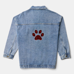 Buffalo Plaid Paw print Dog or Cat Lovers Christma Denim Jacket