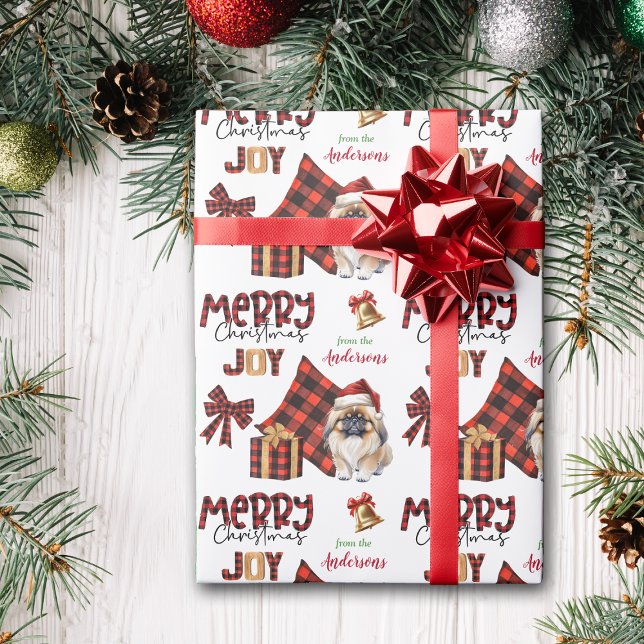 Buffalo Plaid Pekingese Dog Christmas Wrapping Paper (Creator Uploaded)