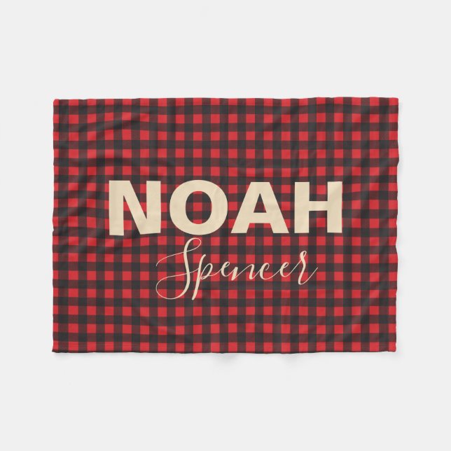 Buffalo plaid personalised blanket (Front (Horizontal))