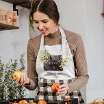 Buffalo plaid personalised name text kitchen apron<br><div class="desc">Rustic farmhouse style chequered black and white kitchen apron with sunflowers. Personalise it with your name and text!     It can be a beautiful unique keepsake gift for a mother,  grandma,  sister,  best friend or for a chef.</div>