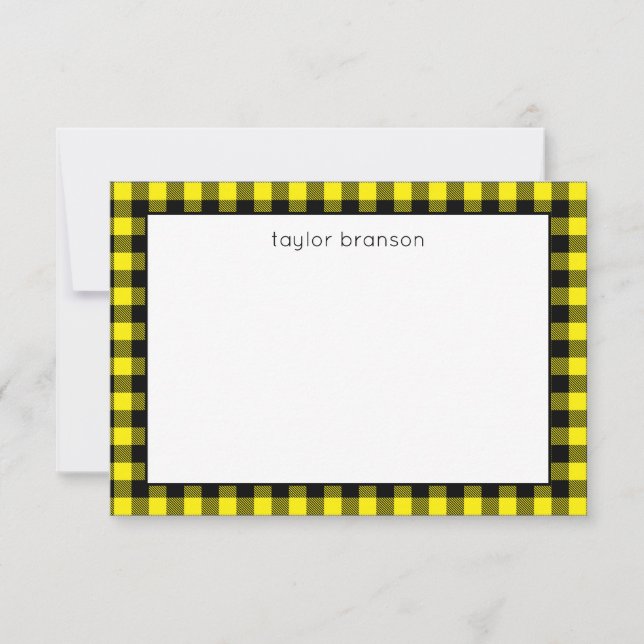 Buffalo Plaid Personalised Note Cards (Front)