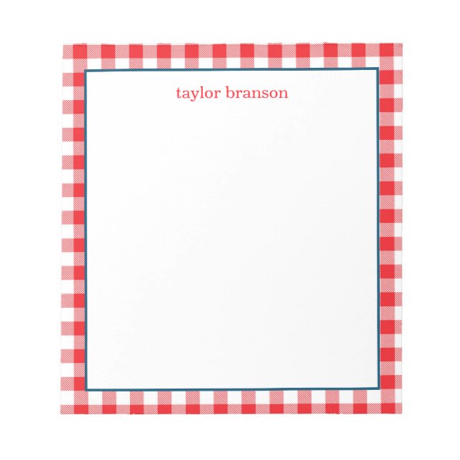 Buffalo Plaid Personalised Notepad (Front)